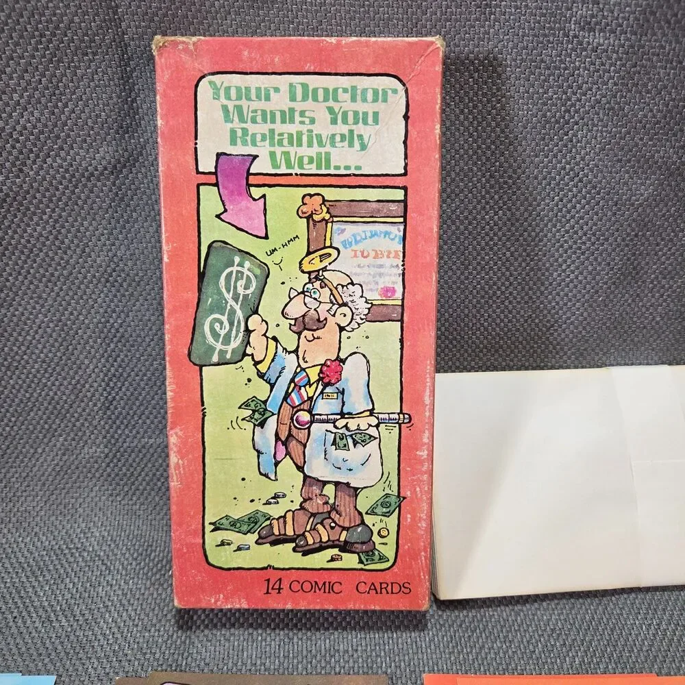 Vintage Comic Greeting Cards Boxed Set 14 Unused Cards Envelopes Original Box